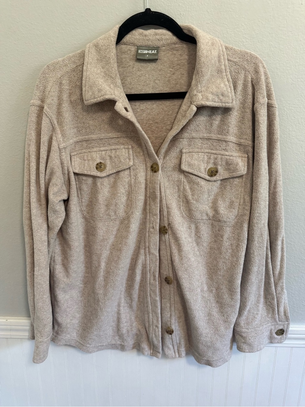 32 Degrees HEAT Button up jacket in Oatmeal.